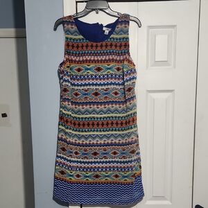 Cato Colorful Patterned Sleeveless Lined Dress